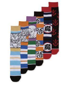 Nib License Dragon Ball Z Crew Socks, 6-Pack Sz 8-12 Men's